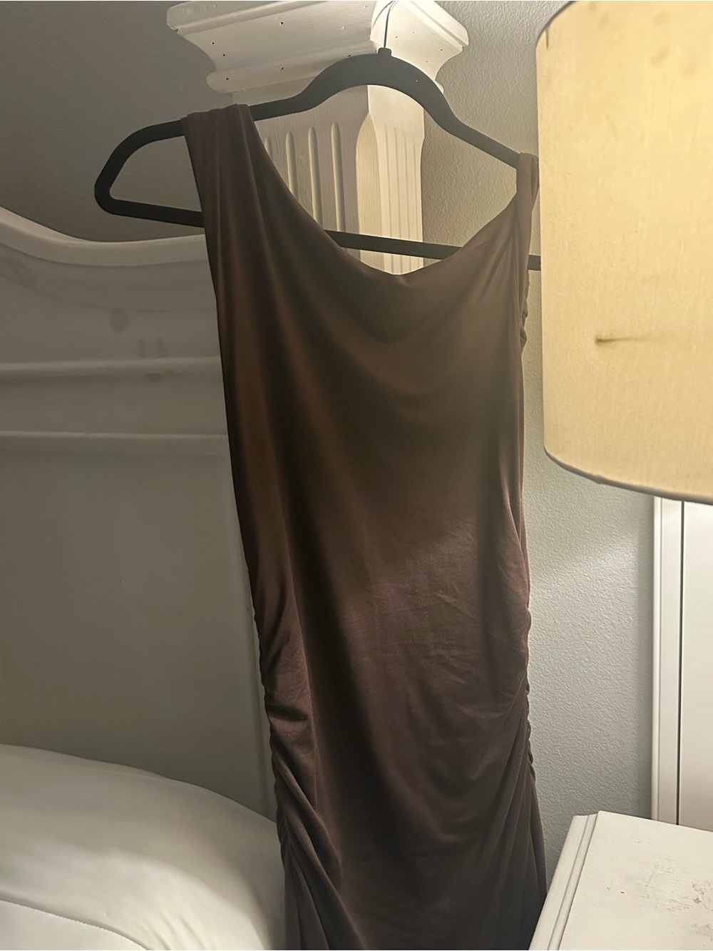 Sleeveless Chocolate Brown Draped Bodycon Dress